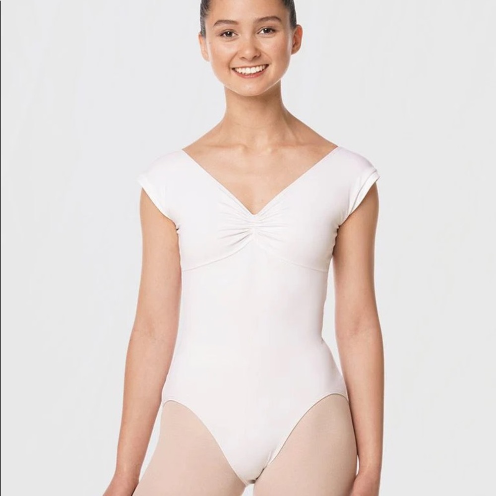 SOLD Gaynor Minden White Cap Sleeve Leotard